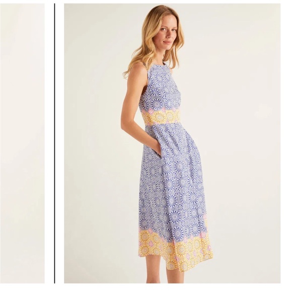 Boden Deborah midi dress Renaissance Blue Size 8L - Picture 2 of 10